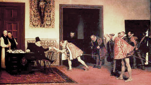 Felipe II en su despacho atendiendo los asuntos del reino 